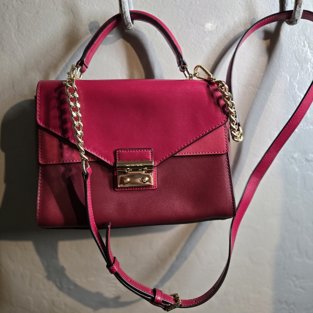 Michael Kors Sloan Double Flip Satchel Red